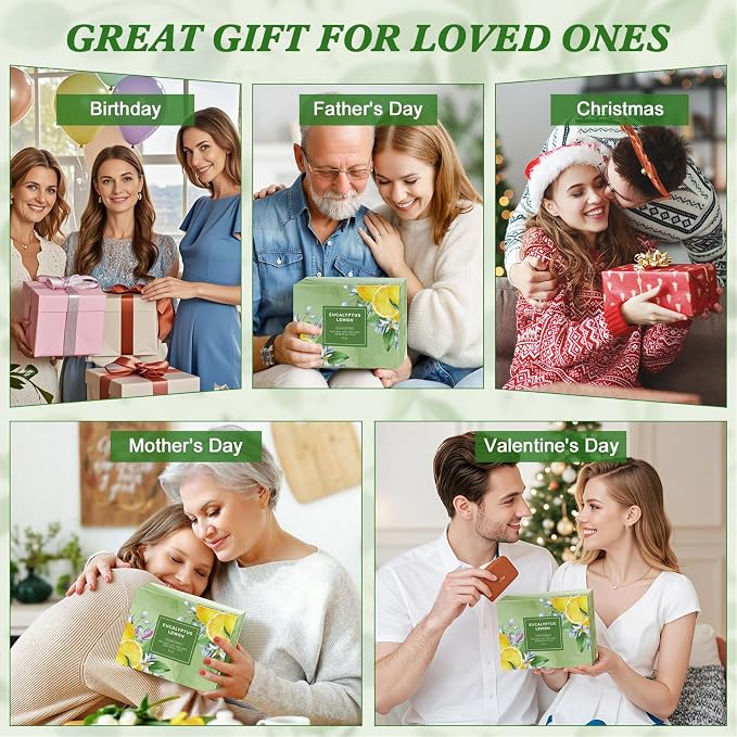Eucalyptus Lemon Candles for Home Scented, 12oz Large Scented Candles for Women Men, Natural Soy Aromatherapy Candle, 70 Hours Long Burning Amber Jar Candle Gifts for Mom, Dad, Her, Wife