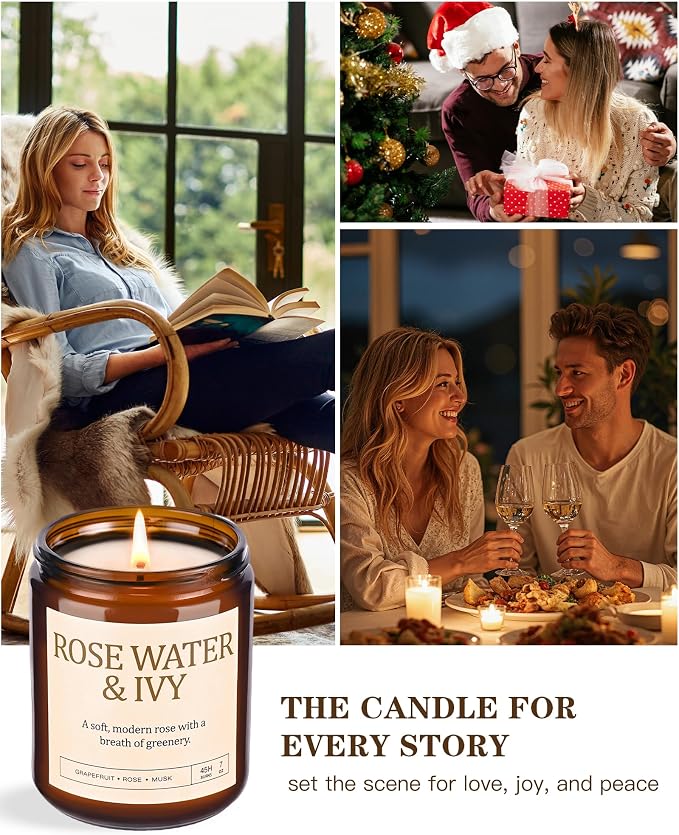 4 Pack Scented Candles for Women: 28oz Natural Soy Candles for Home Scented, Up to 200H Burning, Aromatherapy Candle Set, Jar Candle Gift Set for Bath Meditation, Birthday Valentine's Day Gifts