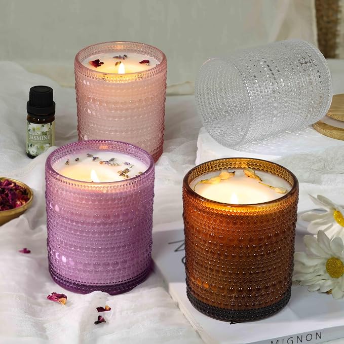 DARJEN Candle Making Kits for Adults- Candle Making Supplies with 4 Candle Jars(Clear, Pink, Purple, Amber), Candle Tins, Soy Wax, Scents, Dried Flower & More, DIY Starter Candle Making Kit Home Decor