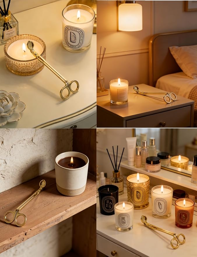 1 Pack Candle Wick Trimmer, Gold Wick Clipper Scissor Wick Cutter, Essential Tool for Candle Lovers/DIY Enthusiasts