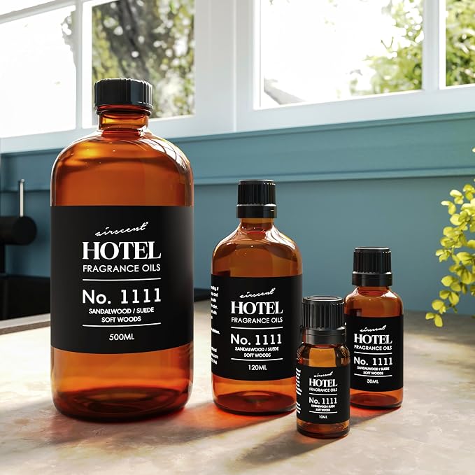 AirScent My Way Diffuser Oil No. 1111 Inspired by the 1 Hotel - 120 mL | Sandalwood Suede Soft Woods - Hotel Fragrance Oil for Ultrasonic and Waterless Diffusers and Crafting - 4 fl oz Bottle