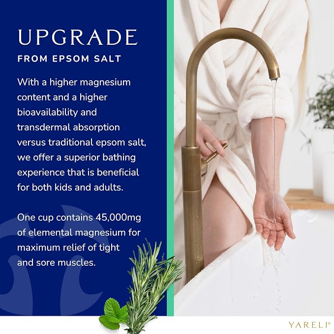 Yareli Magnesium Flakes Dead Sea Bath Soak, 5lb Rosemary Peppermint