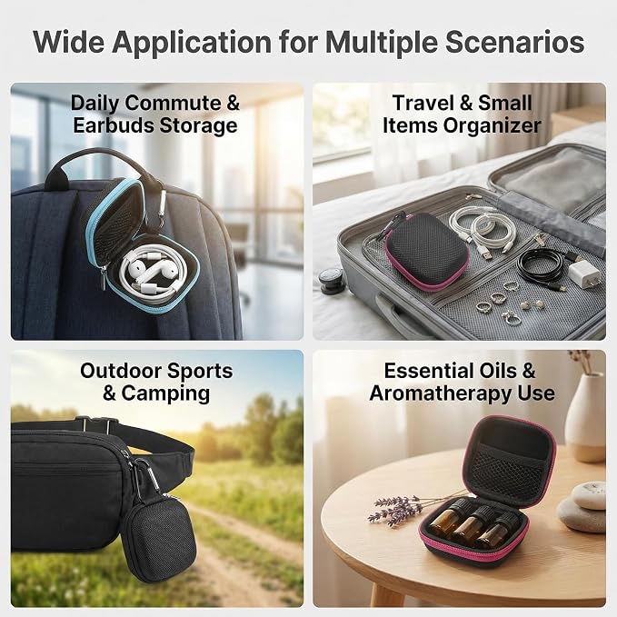 Elandy 3PCS Portable Small Essential Oil Carrying Case Mini Essential Oil Storage Bag Organizer Hard Shell Carry Pouches Hold Up To 1ml - 5ml Essential Oils Bottles