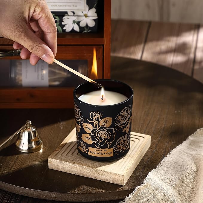 ROMIIE ZOI Scented Candle - Rose Noir & Oud- 6oz Aromatherapy Soy Wax Jar Candle for Home, Gifts for Women - 170g