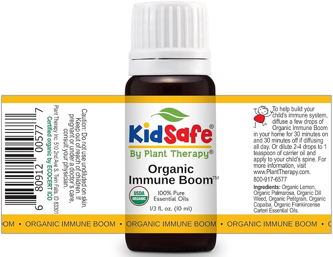 Plant Therapy Kidsafe Immune Boom Essential Oil Blend 10 mL (1/3 oz) 100% Pure, Undiluted, Great for Essential Oil Diffusers