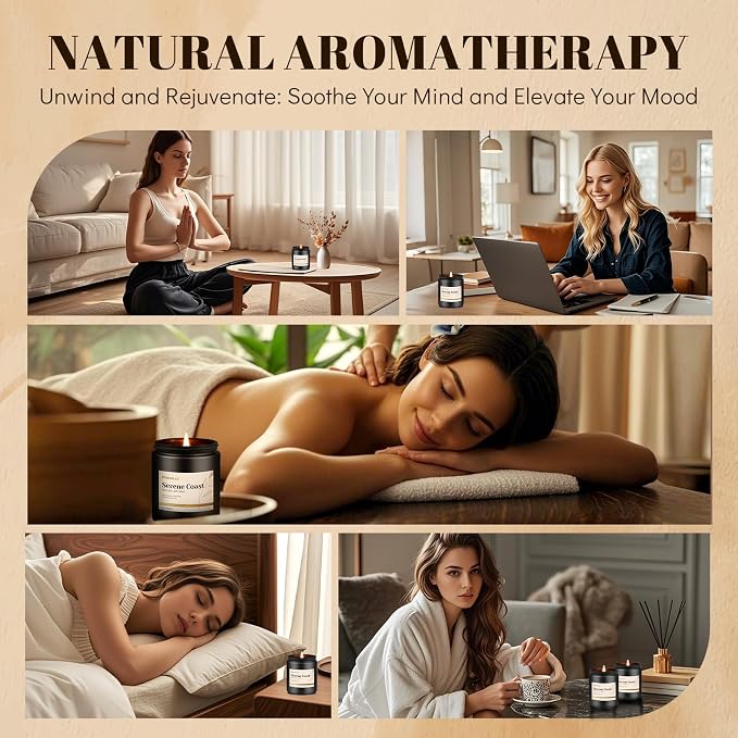 Hotel Scented Candles Set, 6 Pack Candles for Home Scented, Luxury Aromatherapy Jar Candle Gifts for Men & Women, Natural Soy Wax Long Lasting Candle Kit for Fathers Day, Birthday, Anniversary