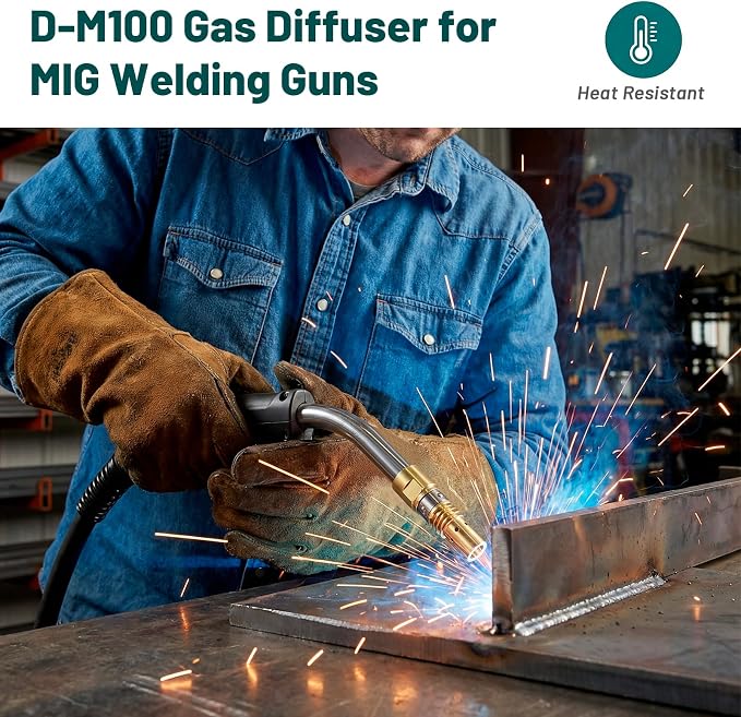 Gas Diffuser D-M100, Compatible with Mi ller MDX-100 1770028 MIG Welding Gun, Acc-uLock MDX, Welding Equipment for Mi ller 2 Pack