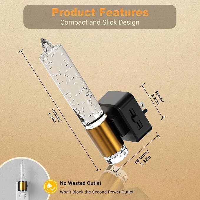 JandCase Night Light, Flameless Candle Night Lights Plug into Wall 2 Pack, Dusk to Dawn Sensor Aesthetic Automatic Nightlight, Amber Dimmable LED Nightlights, Decorative nite light for Adults Bathroom