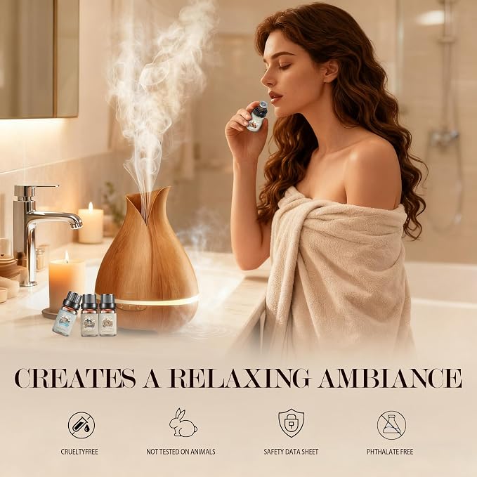 Essential Oil Set, Pure Essential Oils for Diffusers Home, Skin Care, Massage, Fragrance Oil Scents Including White Tea,Jasmine & Mint,Hotel Lobby,Citrus Bliss,Lemon & Thyme,Luxury Night
