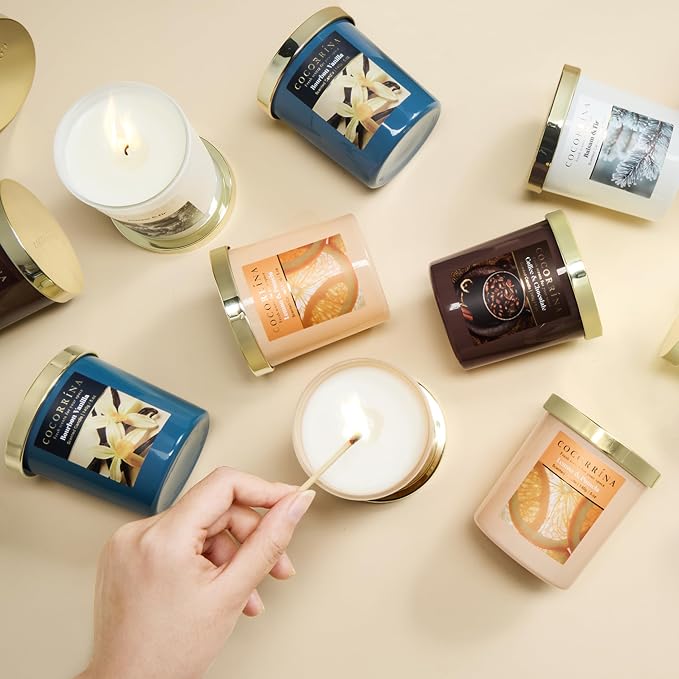 COCORRÍNA Fall Candles - Balsam & Fir 5 oz Soy Wax Scented Jar Candles for Home Scented, 31 Hours Burn Time, Aromatherapy Candle Gifts for Men Women