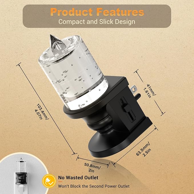 JandCase Night Light, Candle Amber Night Lights Plug into Wall, Flameless Flickering Candle Nightlight, 0-100LM Dimmable LED Nightlights, Dusk to Dawn Sensor Decorative nite light for Bathroom, 1 Pack