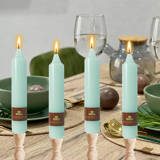 Mint Green Short Taper Candle 7 Inch Candlesticks Unscented Dripless Tapered Candle Set for Home Decor Wedding Party Dinner Candles