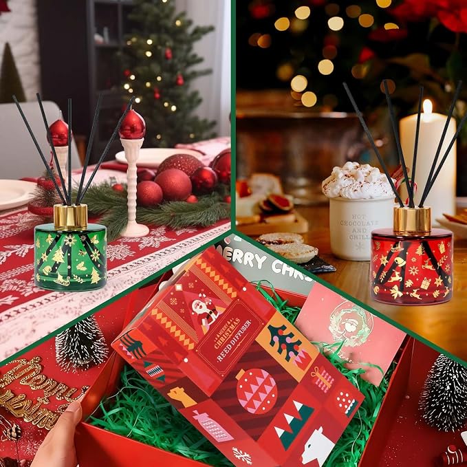 STRN Reed Diffuser Set with 12 Sticks, 6.8.fl oz (200ml) Sweet Home & Wreath Scents, Long-Lasting Home Decoration for Bathroom, Bedroom, Office - 2 Packs