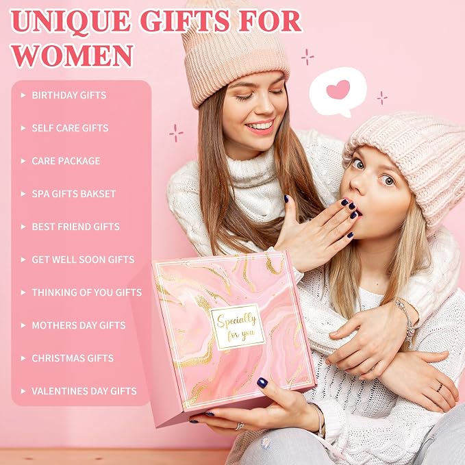 Gift Baskets for Women Birthday Gifts for Women Unique Get Well Gift for Woman Luxury Self Care Gifts for Woman Get Better Soon Care Package Set for Her Spa Kit Box for Girlfriend, Mom, Best Friends