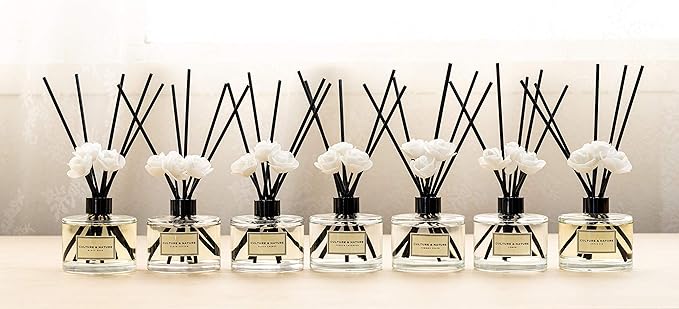 CULTURE & NATURE Reed Diffuser Set 6.7oz (200ml) Magnolia Scented Diffuser with Sticks Home Fragrance Reed Diffuser for Bathroom Shelf Decor