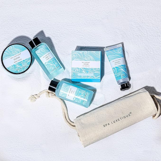 Spa Luxetique Spa Gift Set for Women,Ocean Spa Set Includes Body Lotion, Shower Gel,Bubble Bath, Hand Cream,Bath Gifts for Women, Mothers Day Gifts