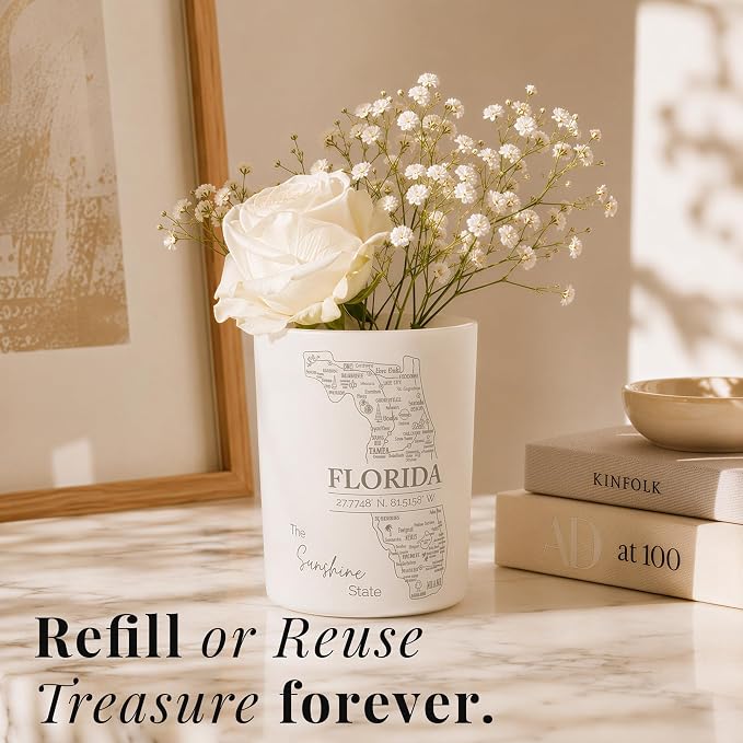 Florida Gifts - Glow-Through Engraved Candle - w/Tropical Fruits & Sugared Citrus Soy Candle I Florida Decor for Home I Florida Souvenirs I Florida State Gifts I 9oz Jar, 50Hr Burn, USA Made