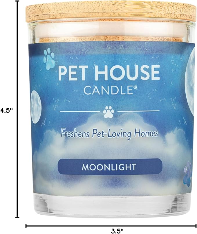 One Fur All Pet House Candle Plant-Based/Soy - Clean Burning Scented, Long Lasting Pet Odor Candle for Home - Moonlight