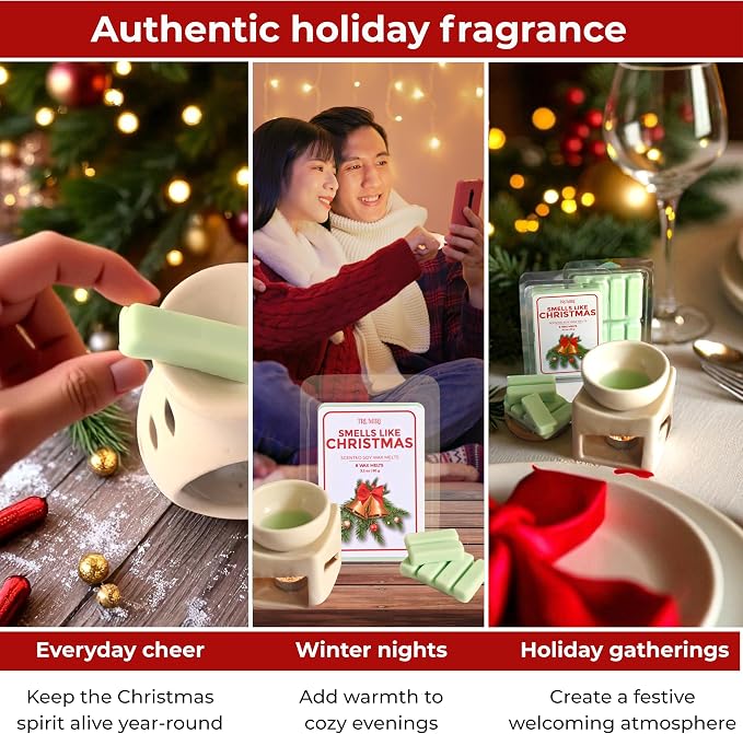 TRUMIRI Smells Like Christmas Scented Wax Melts - Made with Non Toxic Soy Wax and Essential Oils - Long Lasting Strong Scent Pet Safe Candle Wax Cubes Tarts for Warmers - Fall Christmas