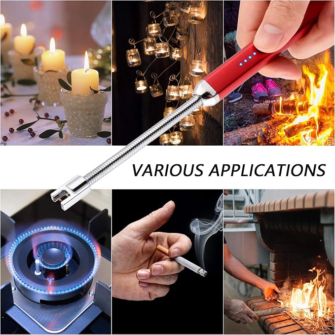 MEIRUBY Electric Candle Lighter, Birthday Christmas Stocking Stuffers Gifts for Women Mom Men Wife Sister, USB Arc Rechargeable Windproof Long Lighter for Candle BBQ Housewarming Gift Idals