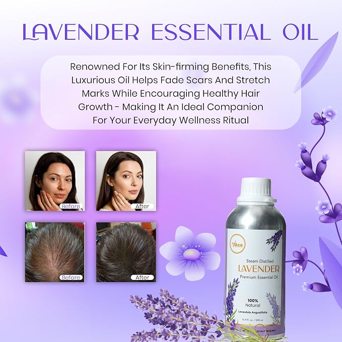 My ACE Lavender Essential Oil 16 Fl Oz - 100% Pure & Natural - Premium Grade for Aromatherapy, Diffuser, Skin, Hair, Massage, Candle, Soap Making, Home - Glass Bottle with Dropper - Long Lasting Scent