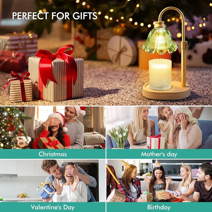 Candle Warmer Lamp with Timer & Dimmer, Adjustable Height Electric Wax Melt Warmer for Scented Jar Candles, Home Fragrance Decor, Birthday Gifts Women Mom