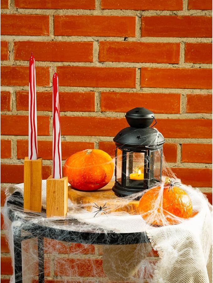 CANDWAX 10 inch Taper Candles Set of 4 - Unscented Taper Burning for 8 Hours - No Drip Taper Candles Ideal for Halloween or Other Themed Party - Blood White