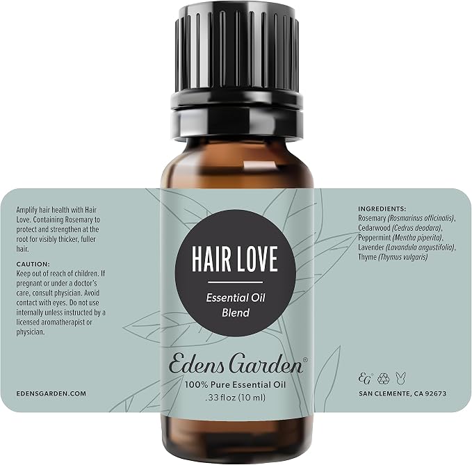 Edens Hair Love Essential Oil Blend- 100% Pure Premium Grade, Undiluted, Natural, Therapeutic, Aromatherapy, The Best for Diffusing, Skin, Hair, Face 10 ml (.33 fl oz)