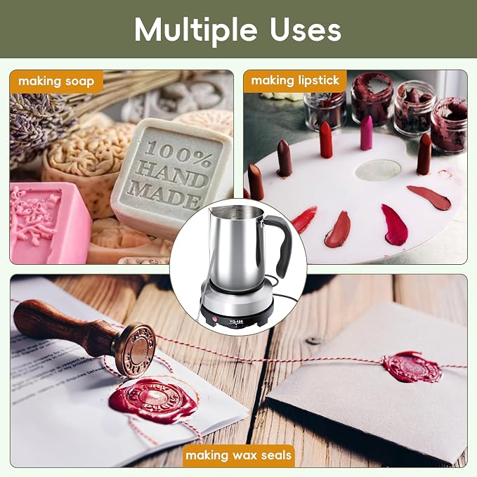 CasaCulina 2025 New Candle Making Kit with Hot Plate, Candle Making Supplies with Wax Melting Pot, Stirring Spoon, Anti-Scalding Pad, Candle Wicks, Wooden Wick Holders, Candle Making Pouring Pot