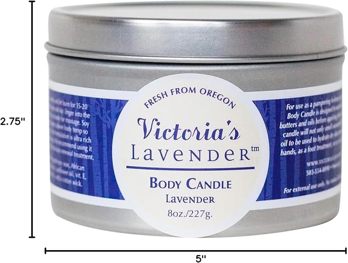 Lavender Massage Oil Candle Wax - Aromatherapy Candle that Turns Into Rub Oil, Ideal Relaxation, Meditation, & Spa Massage, Made in the USA, Travel Size Body Candle by Victoria's Lavender - (8 Oz)