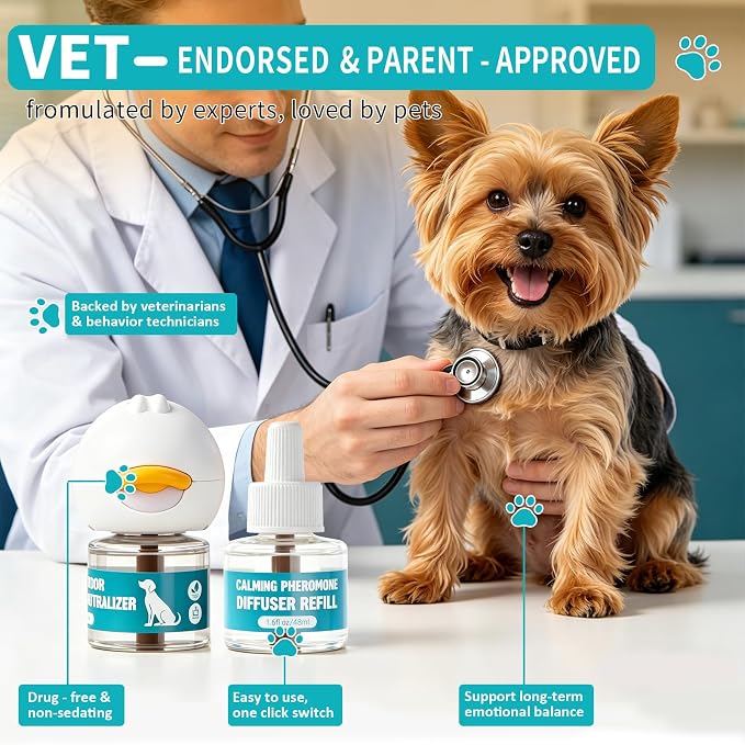 Dog Calming Diffuser, Calming Pheromones Diffuser Kit Pheromone Diffuser to Calm (2Plug in+4Refill) for Anxiety Relief Fighting Barking Stress,for All Dogs