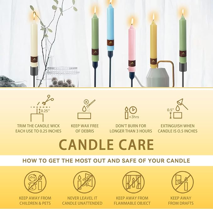 Beeswax Taper Candles 9 inch - 4 Pack Fat Candle Taper Candles Dripless, Smokeless, Unscented Tall Candlesticks - Perfect for Home Decor, Weddings, and Special Occasions