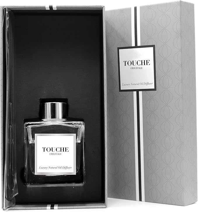 Touche Luxury Natural Reed Diffuser. Long Lasting Scented Home Fragrance. Natural Essential Oil Alcohol-Free. 4.75 OZ. Glass Bottle (Red Currant & Berries - Clear Bottle)