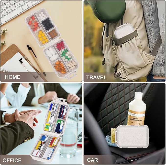 Large Medicine Pill Organizer with 189 Labels, Travel Medicine Kit Travel Pill Case Purse Organizer Pill Organizer for Purse (Beige, 1 Pack)