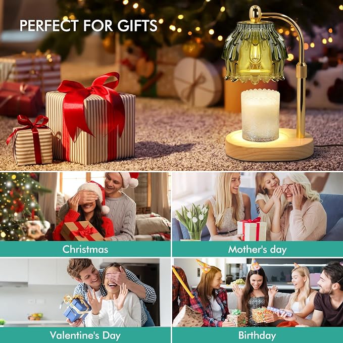 Candle Warmer Lamp with Timer - Electric Wax Melt Warmer with Adjustable Height and Dimmer for Scented Candle Wax, Home Fragrance Décor and House Warming Birthday Gifts for Women Mom