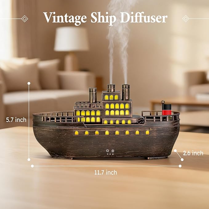 Essential Oil Diffuser 250ml, Ultrasonic Titanic Humidifier with 7 Color LED Lights, Quiet Operation, Auto Shut-Off, Remote Control, Perfect for Home, Office, and Bedroom Decor (Copper)