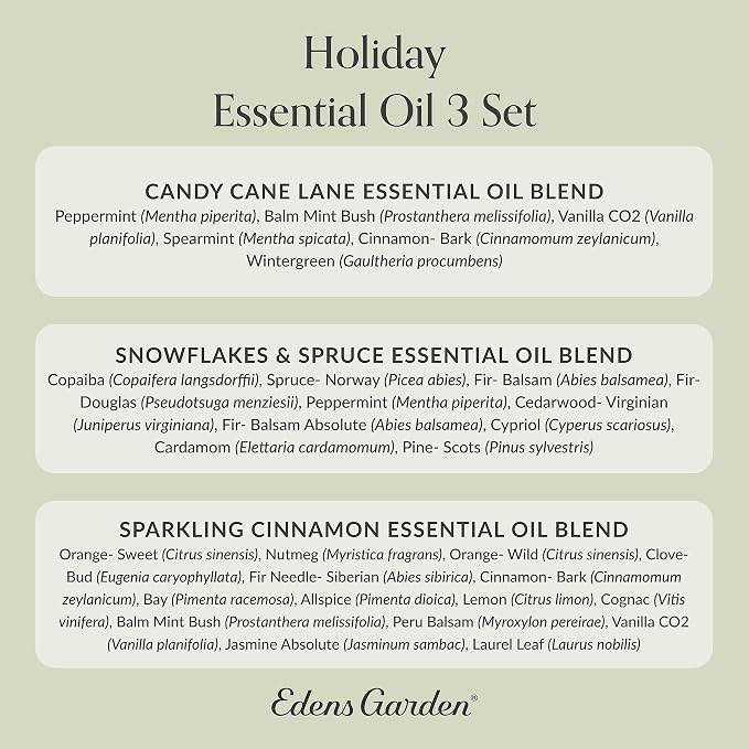 Edens Garden Christmas Essential Oil Blends Holiday 3 Set – 100% Pure Therapeutic Grade, Natural & Free of Fragrance Oil – for Autumn & Winter Festive Season - Ideal for Home Diffusers, 10 ml/ 3 Pack