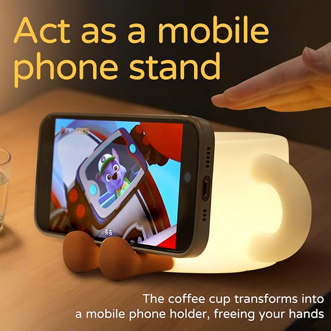 Led Coffee Cup Night Light, Dimmable Timer Nursery Kawaii Lamps, Super Squishy Silicone USB Rechargeable Touch Control Night Lamp, Used for Camping Party Room Decor (Coffee Cup)