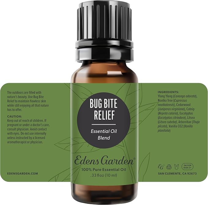 Edens Garden Bug Bite Relief Essential Oil Blend- 100% Pure Premium Grade, Undiluted, Natural, Therapeutic, Aromatherapy, The Best for Diffusing, Skin, Face, Kid Safe 10 ml (.33 fl oz)