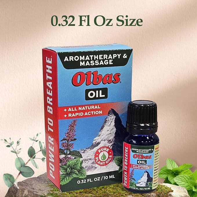 Olbas Massage and Aromatherapy Oil, 0.32 Fl Oz,Body Massage Oil, Swiss Herbal Remedies with Pure Essential Massage Oils for Muscle Relaxing and Soothing Comfort for Pain Relief