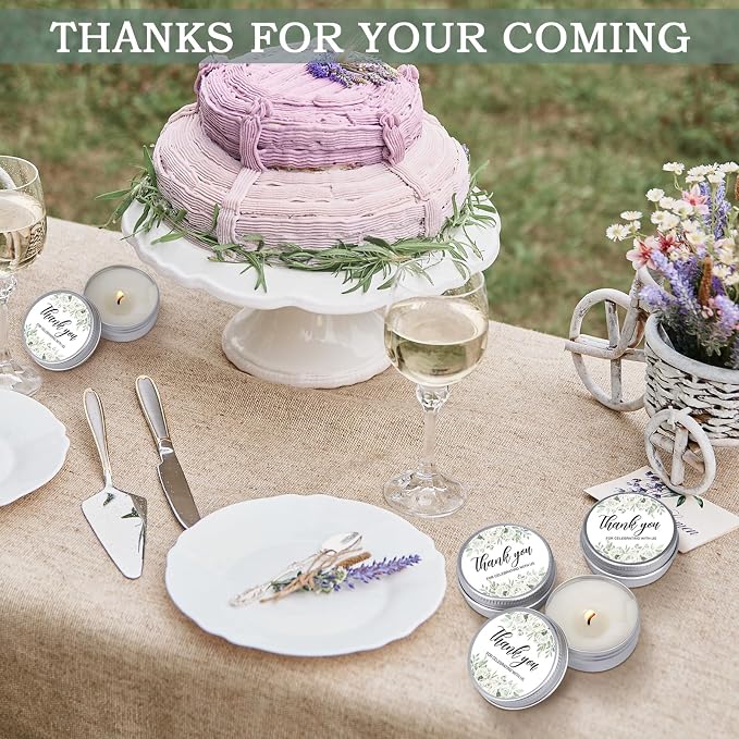 MTLEE 50 Pcs Wedding Candles Gift Favors for Guests 1 Oz Lavender Scented Soy Wax Aromatherapy Candle Favors for Bridal Shower Rustic Wedding Party Guests(Green Leaves)