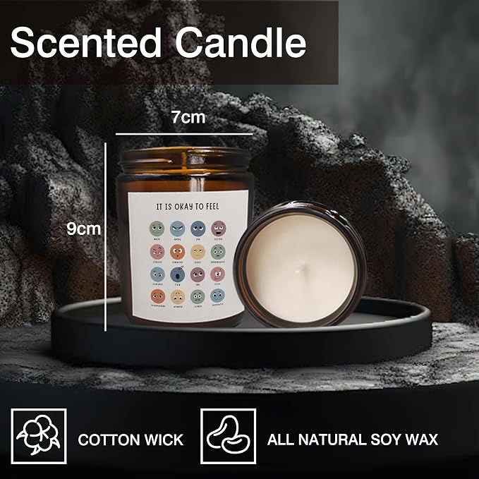 Mancheng-zi Mental Health Scented Candles - Therapist & Counselor Gifts - Calm Room Decor - It is Okay to Feel Candle Gifts