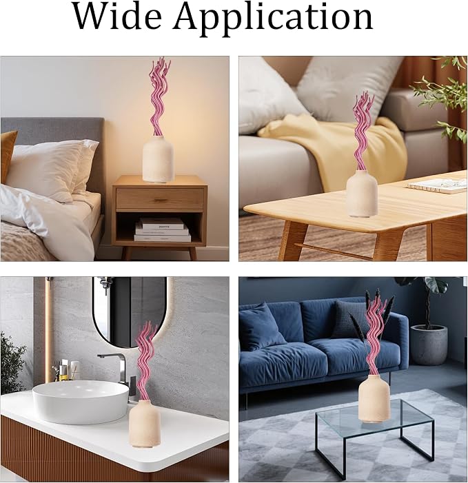 20PCS 11 inch Wavy Reed Diffuser Sticks, Rattan Fragrance Refill Sticks for Home and Office Aromatherapy (Pink)
