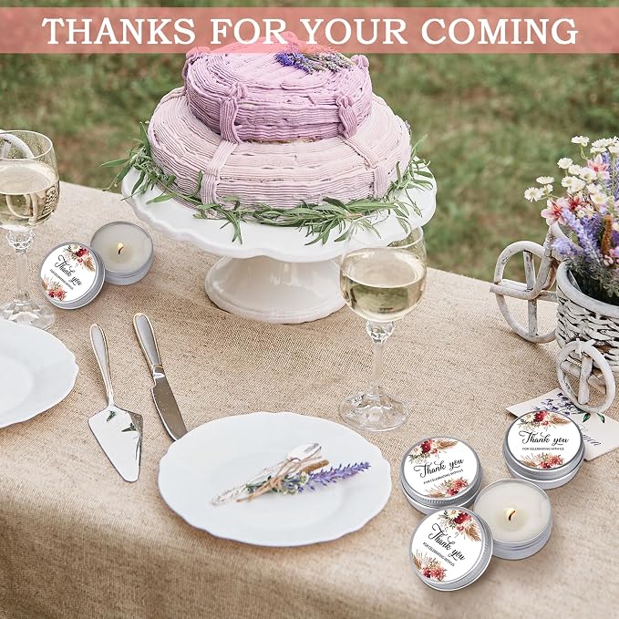 MTLEE 50 Pcs Wedding Candles Gift Favors for Guests 1 Oz Lavender Scented Soy Wax Aromatherapy Candle Favors for Bridal Shower Rustic Wedding Party Guests(Dahlia Flowers)