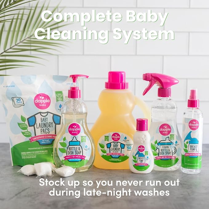 Dapple Baby Fragrance-Free Baby Bottle & Dish Soap - (2 Pack) 3 fl oz - Plant-Powered Cleaner for Bottles, Pump Parts, and Sippy Cups - Travel Size