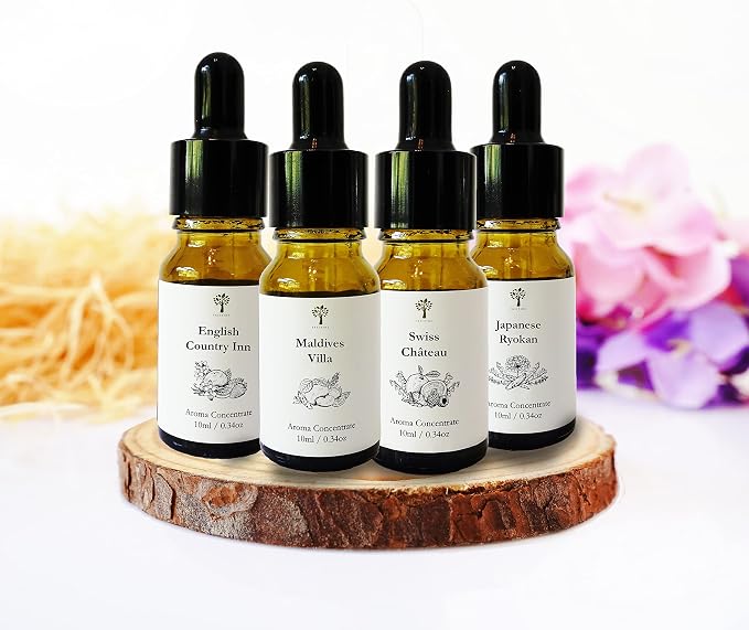 PRISTINE Top 4 Hotel Blend Fragrance Oil Set for Water-Based Electronic Diffuser for Home, Humidifier, Home Scent (English Country Inn, Maldives Villa, Swiss Chateau, Japanese Ryokan)