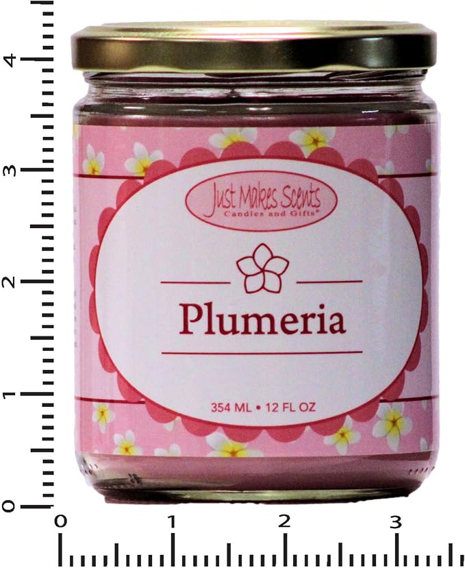Plumeria Scented Blended Soy Candle | Long Lasting Tropical Floral Fragrance | Hand Poured in the USA by Just Makes Scents (12 oz)