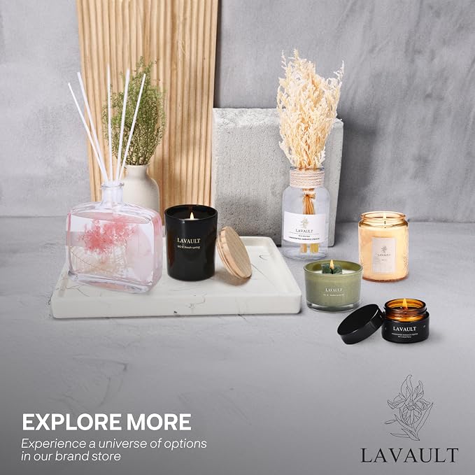 Lavault Reed Diffusers for Home - Greenwhite Ornaments - 100% Natural Materials - Long-Lasting Fragrance - Relaxing Atmosphere, Easy-to-Use & Eco-Friendly, Reusable Glass Bottle Empty Spirit Aroma