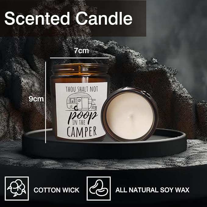 Mancheng-zi Camping Candle Scented, Camping Gifts for Women Men, Campers Gifts, Funny Camping Gifts, Camper Decor, Gifts for Camping Lovers, Thou Shalt Not Poop in The Camper Scented Candle