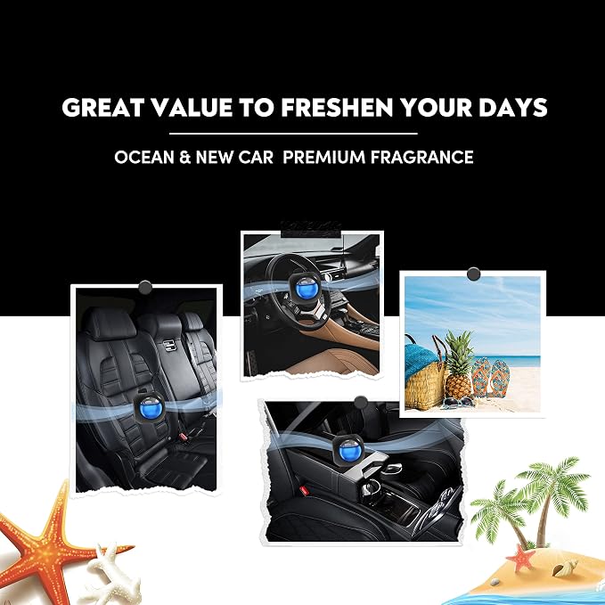 DRIVEJOY Car Air Freshener Vent Clips, 8 PK, 6 Ocean, 2 New Car Scent, Long Lasting Air Fresheners for Men & Women, Up to 240 Days, Odor Eliminator